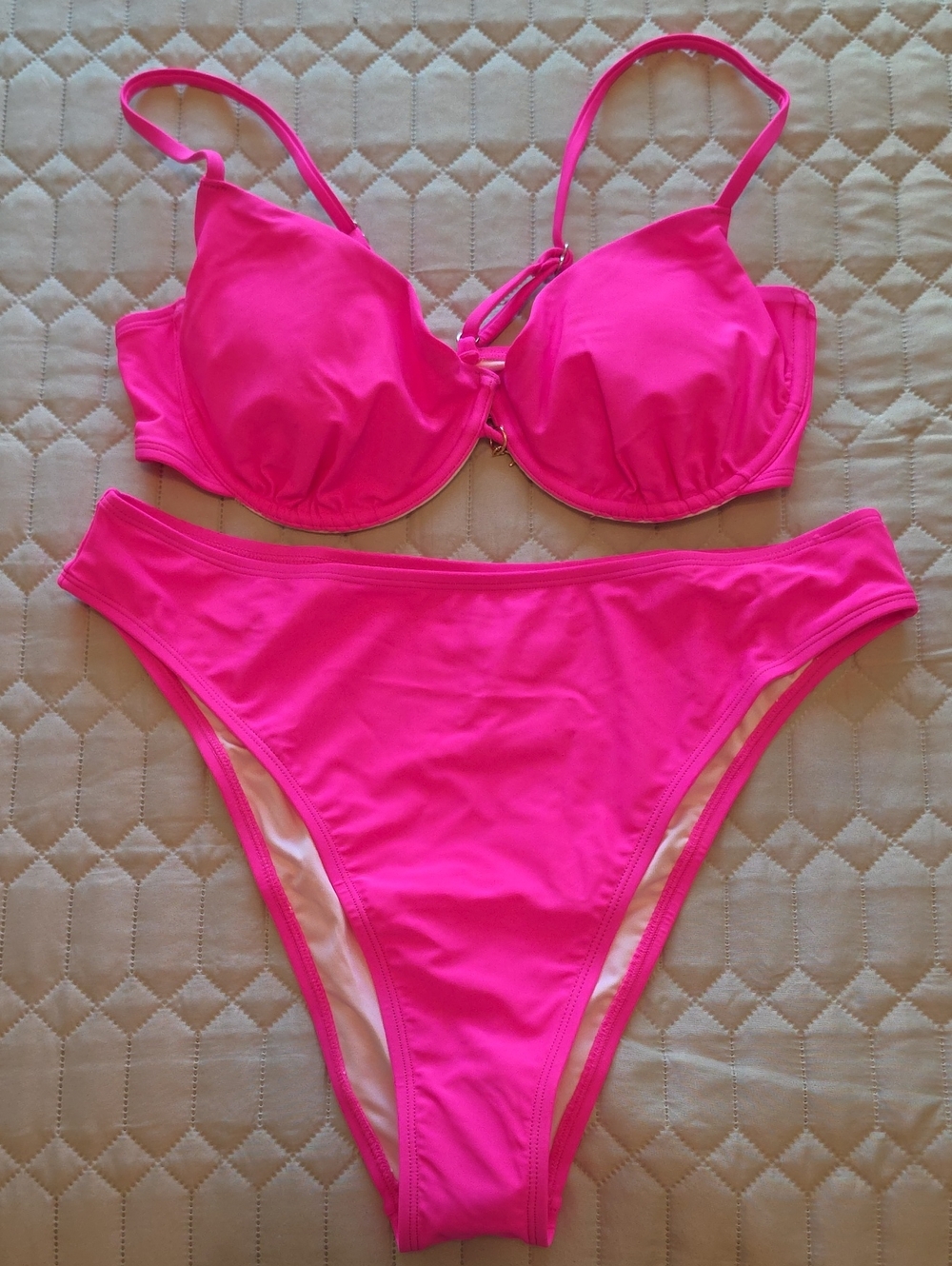 Bright Hot Pink Push-Up Bikini Set - Two-Piece Swimwear